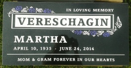 memorial marker,headstone,hillside cemetery,kamloops,b.c.,martha vereschagin,www.classicshuswapmonuments.com